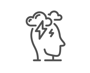 Stres hattı ikonu. Depresyon işareti. Akıl sağlığı sembolü. Kalite tasarım elemanı. Doğrusal stres simgesi. Düzenlenebilir felç. Vektör