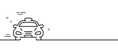 Taksi taksi nakil hattı simgesi. Araba tabelası. Taksi şoförü sembolü. Asgari çizgi çizimi arka planı. Taksi hattı simge pankartı. Beyaz ağ şablonu konsepti. Vektör