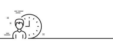 İş projesinin teslim tarihi simgesi. Çalışma saatleri ya da zaman yönetimi işareti. Asgari çizgi çizimi arka planı. Çalışma saatleri çizgisi simge pankartı. Beyaz ağ şablonu konsepti. Vektör
