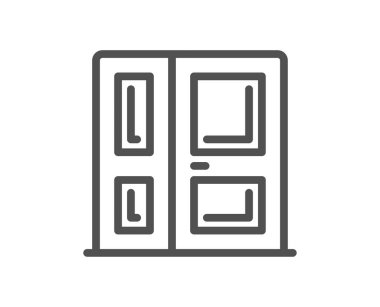 Giriş çizgisi simgesi. Giriş kapısı işareti. Çıkış sembolü oluşturuluyor. Kalite tasarım elemanı. Doğrusal giriş simgesi. Düzenlenebilir felç. Vektör