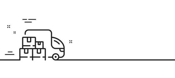 Ikona Linii Dostawy Ciężarówki Tabliczka Pudełkami Symbol Towarów Hurtowych Minimalne — Wektor stockowy