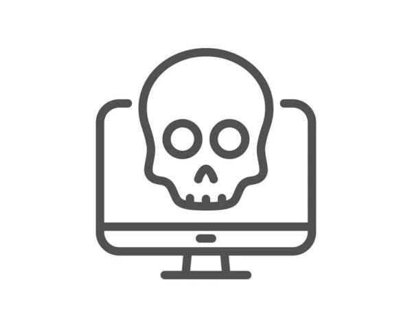 Ícone Linha Ataque Cibernético Ransomware Sinal Ameaça Símbolo Vírus Phishing — Vetor de Stock