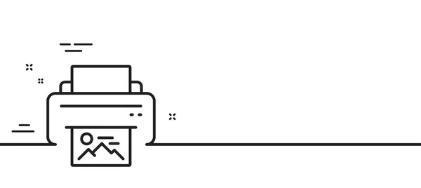 Drukuj Ikonę Linii Obrazu Znak Drukarki Symbol Obrazu Minimalne Tło — Wektor stockowy