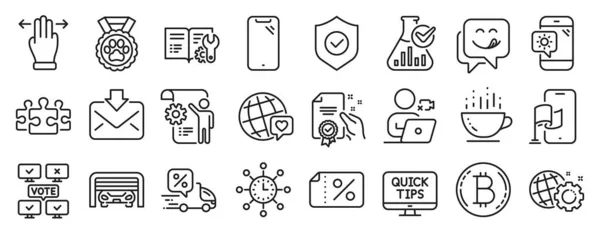 Set Business Icons Dog Competition Online Voting Settings Blueprint Icons — Stock Vector