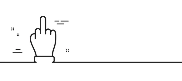 中指线图标 手部手势符号 最小线条图解背景 中指线图标图案横幅 白色网络模板的概念 — 图库矢量图片