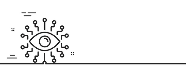 Ikona Umělé Inteligence Vševidoucí Oko Minimální Čára Ilustrace Pozadí Nápis — Stockový vektor
