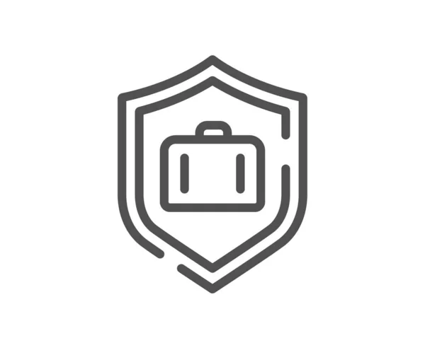 行李保护线图标 手提包的标志 行李安全的标志 质量设计要素 线性风格的行李保护图标 可编辑的中风 — 图库矢量图片