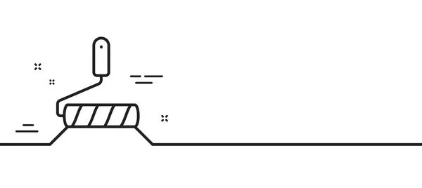 Verf Roller Lijn Pictogram Wall Roll Borstel Teken Schilder Gereedschap — Stockvector