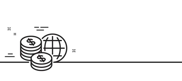 世界のマネーラインのアイコン グローバル市場のサイン インターネット決済シンボル 最小限の線のイラストの背景 世界のマネーラインのアイコンパターンバナー ホワイトウェブテンプレートのコンセプト ベクトル — ストックベクタ