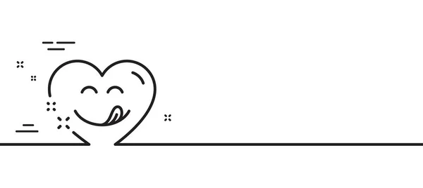 Pyszna Ikona Linii Uśmiechu Emoticon Znakiem Języka Komiczny Symbol Serca — Wektor stockowy