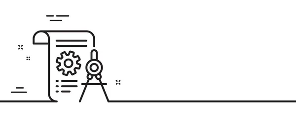 Ícone Linha Documentos Divisor Placa Ferramenta Cogwheel Engenharia Símbolo Engrenagem — Vetor de Stock