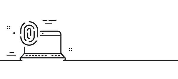 コンピューターの指紋線のアイコン 指紋スキャンサインだ 生体認証記号 最小限の線のイラストの背景 コンピューターの指紋線のアイコンパターンバナー ベクトル — ストックベクタ