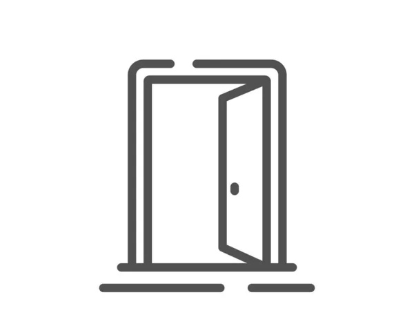ドアのラインアイコンを開きます 入り口の看板 エントリーシンボルの構築 品質設計要素 線形スタイルのオープンドアアイコン 編集可能なストローク ベクトル — ストックベクタ