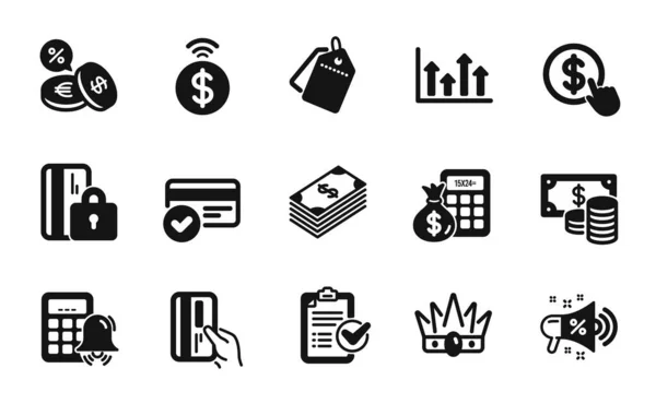 Vector Set Buy Currency Finance Calculator Calculator Alarm Icons Simple — Stock Vector