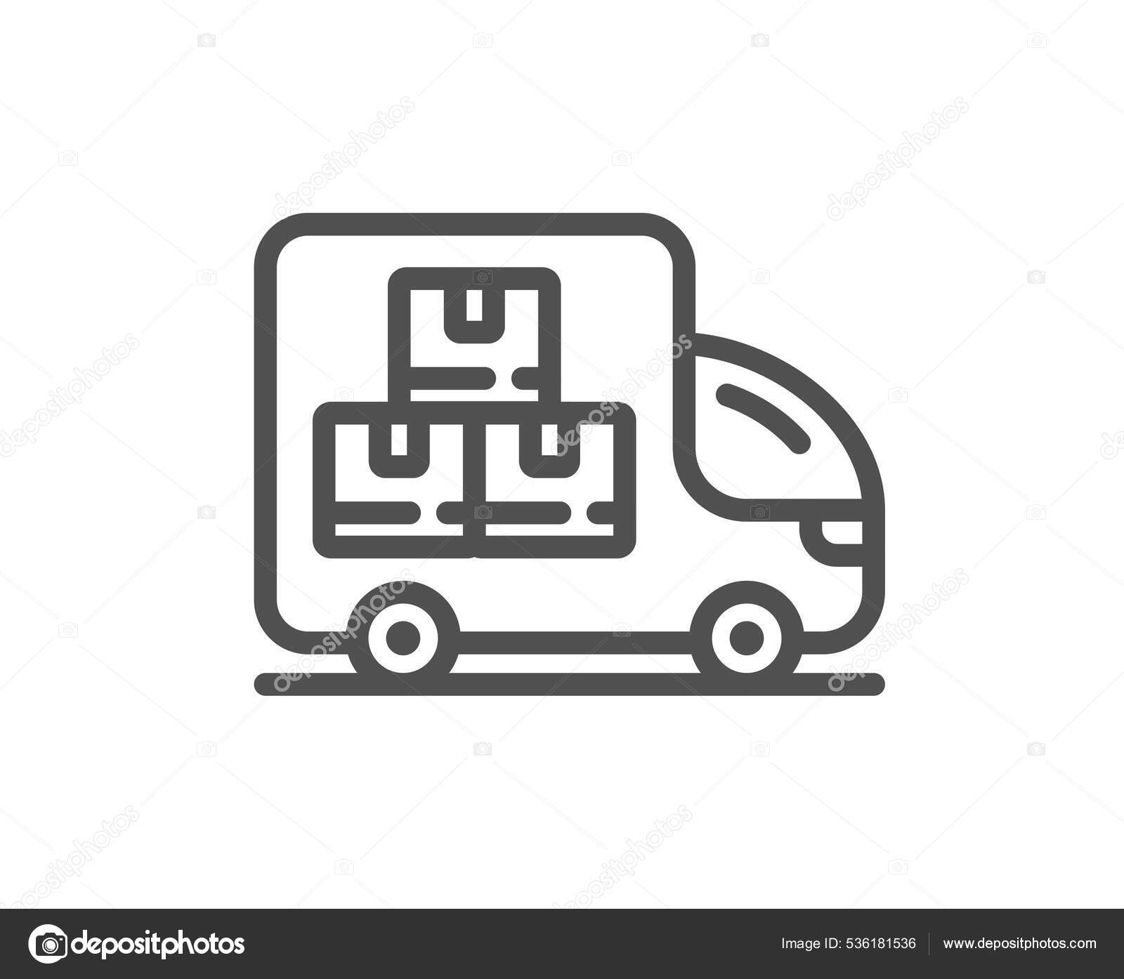 Значок Линии Доставки Грузовика Вывеска Коробками Символ Оптового.