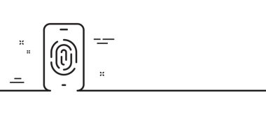 Parmak izi çizgisi simgesi. Parmak izi taraması işareti. Biyometrik kimlik sembolü. Asgari çizgi çizimi arka planı. Parmak izi çizgisi simge pankartı. Beyaz ağ şablonu konsepti. Vektör