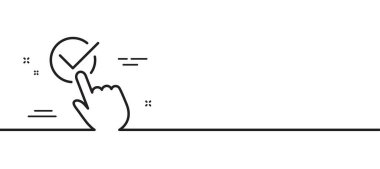 İşaretleme kutusu satır simgesi. Kabul edildi ya da onaylandı. Sembolü onayla. Asgari çizgi çizimi arka planı. İşaretleme kutusu simgesi desenli pankart. Beyaz ağ şablonu konsepti. Vektör