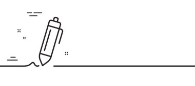 İmza çizgisi simgesi. Yazılı kalem işareti. Eğitim sembolü. Asgari çizgi çizimi arka planı. İmza çizgisi simgesi pankartı. Beyaz ağ şablonu konsepti. Vektör