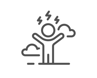 Stres çizgisi simgesi. Depresyon işareti. Akıl sağlığı sembolü. Kalite tasarım elemanı. Doğrusal stil zor stres simgesi. Düzenlenebilir felç. Vektör