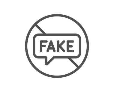 Sahte haber ikonu. Propaganda komplosu işaretini durdur. Yanlış doğruluk sembolü. Kalite tasarım elemanı. Doğrusal stil sahte haber simgesi. Düzenlenebilir felç. Vektör
