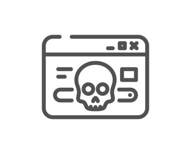 Siber saldırı hattı ikonu. Web koruma işareti. İnternet sitesi sahtekarlık sembolü. Kalite tasarım elemanı. Doğrusal siber saldırı ikonu. Düzenlenebilir felç. Vektör