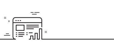 Web rapor satırı simgesi. Sütun işareti. Büyüme diyagramı sembolü. Asgari çizgi çizimi arka planı. Web rapor çizgisi simge desenli afişi. Beyaz ağ şablonu konsepti. Vektör