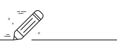 Kalem satırı simgesi. İşareti düzenle. Ekipman sembolü çizmek ya da yazmak. Asgari çizgi çizimi arka planı. Kalem çizgisi simgesi pankartı. Beyaz ağ şablonu konsepti. Vektör