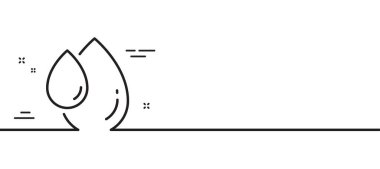 Yağ bırakma hattı simgesi. Saç bakım serumu işareti. Asgari çizgi çizimi arka planı. Yağ damlası ikon desenli pankart. Beyaz ağ şablonu konsepti. Vektör