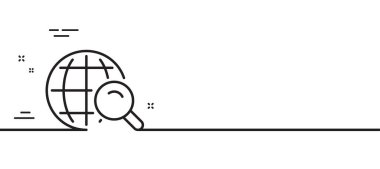 Genel Arama Hattı simgesi. Dünya ya da Dünya işareti. Web sitesi arama motoru sembolü. Asgari çizgi çizimi arka planı. İnternet Arama Hattı simgesi pankartı. Beyaz ağ şablonu konsepti. Vektör