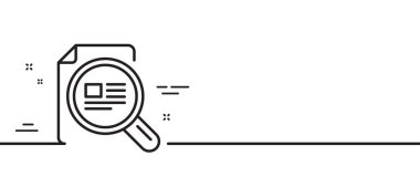 Yazı satırı simgesini kontrol et. Telif hakkı işareti. Büyüteç sembolü. Asgari çizgi çizimi arka planı. Yazı satırı simge afişini kontrol et. Beyaz ağ şablonu konsepti. Vektör