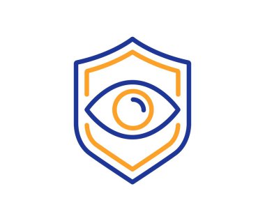 Göz algılama çizgisi simgesi. Retina taraması işareti. Biyometrik veri sembolü. Renkli ince çizgi ana hatları. Doğrusal biçim göz algılama simgesi. Düzenlenebilir felç. Vektör