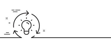 Fikir çizgisi simgesi. Ampul işareti. Çekirdek değer sembolü. Asgari çizgi çizimi arka planı. Fikir çizgisi simge pankartı. Beyaz ağ şablonu konsepti. Vektör