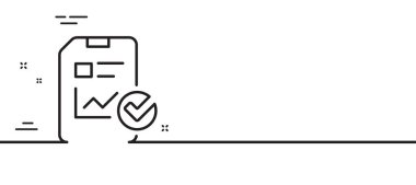 Belge satırı simgesini rapor et. Analiz Çizelgesi ya da Satış Büyüme Raporu. İstatistik verileri veya Kontrol Listesi sembolü. Asgari çizgi çizimi arka planı. Kontrol listesi satır simgesi pankartı. Vektör