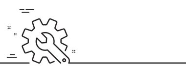 Gümrük çizgisi simgesi. Ayarlar veya düzenleme işareti. Tamir sembolü. Asgari çizgi çizimi arka planı. Gümrük çizgisi simge desenli pankart. Beyaz ağ şablonu konsepti. Vektör