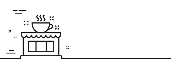 コーヒーショップのアイコン 喫茶店の看板 ティードリンクカップのシンボル 最小限の線のイラストの背景 コーヒーショップラインアイコンパターンバナー ホワイトウェブテンプレートのコンセプト ベクトル — ストックベクタ