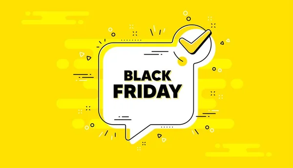 Black Friday Sale Verifique Marca Bandeira Bate Papo Amarelo Oferta — Vetor de Stock