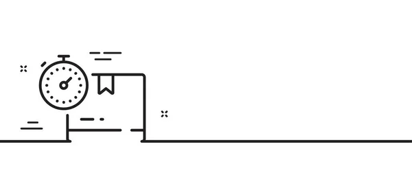 Ícone Linha Caixa Papelão Sinal Armazém Pacote Inventário Símbolo Temporizador — Vetor de Stock