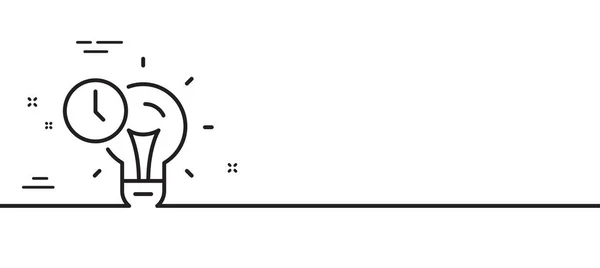 时间管理线图标 想法灯泡标志 时钟的符号 最小线条图解背景 时间管理行图标模式横幅 白色网络模板的概念 — 图库矢量图片