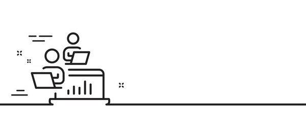 Ikona Týmové Práce Vzdálená Cedule Symbol Zaměstnanců Týmu Minimální Čára — Stockový vektor