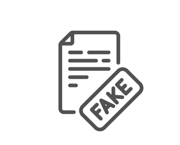 Fake Nieuws Lijn Icoon Propaganda Samenzwering Document Ondertekenen Verkeerd Waarheidssymbool — Stockvector