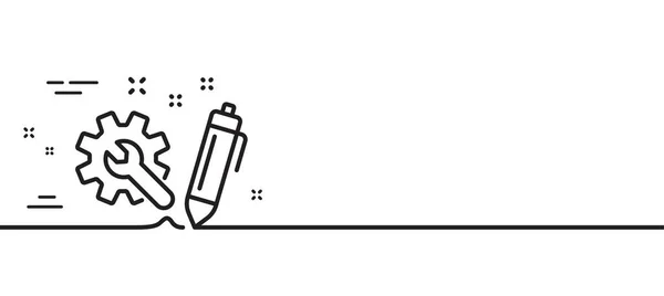 Icône Ligne Ingénierie Roue Dentée Clé Signe Outil Illustration Ligne — Image vectorielle