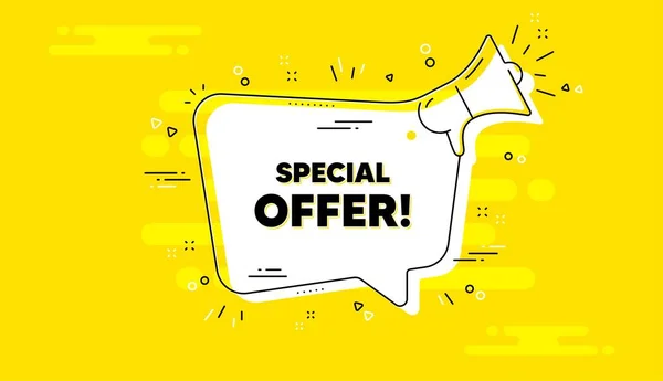 Special Offer Text Alert Megaphone Yellow Chat Banner Sale Sign — Stock Vector