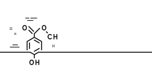 化学配方线图标 化学实验室标志 分析符号 最小线条图解背景 化学配方线图标图案横幅 白色网络模板的概念 — 图库矢量图片