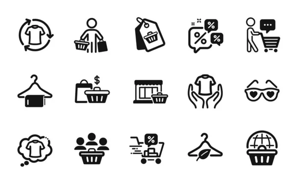 Vector Set Change Clothes Buyers Buyer Think Icons Simple Set — Stock Vector