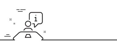 Röportaj çizgisi simgesi. İş bilgisi imzası. İş toplantısı sembolü. Asgari çizgi çizimi arka planı. Röportaj çizgisi simge pankartı. Beyaz ağ şablonu konsepti. Vektör
