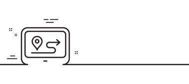 GPS rota simgesi. Yol işareti. Seyahat haritası aygıtı sembolü. Asgari çizgi çizimi arka planı. GPS çizgisi simge pankartı. Beyaz ağ şablonu konsepti. Vektör