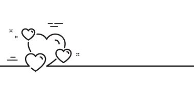 Kalp çizgisi ikonu. İşaret gibi bir şey. Pozitif geri bildirim sembolü. Asgari çizgi çizimi arka planı. Kalp çizgisi ikon desenli pankart. Beyaz ağ şablonu konsepti. Vektör