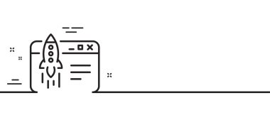İş dünyası simgesi başlat. Kitle fonlama projesi tabelasını başlatın. Yenilik sembolü. Asgari çizgi çizimi arka planı. İş hattı simge pankartına başla. Beyaz ağ şablonu konsepti. Vektör