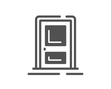 Giriş simgesi. Giriş kapısı işareti. Çıkış sembolü oluşturuluyor. Klasik düz stil. Kalite tasarım elemanı. Basit giriş simgesi. Vektör