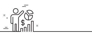 Seo istatistik çizgisi simgesi. Arama motoru optimizasyon işareti. Analitik grafik sembolü. Asgari çizgi çizimi arka planı. Seo istatistik çizgisi simge desenli afişi. Beyaz ağ şablonu konsepti. Vektör